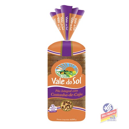 PAO VALE SOL INTEG C CASTANHA CAJU 400G