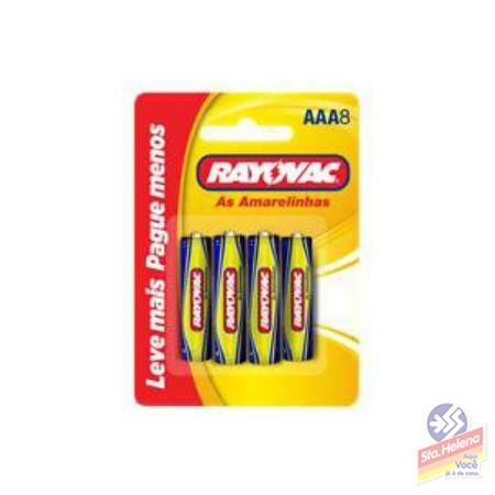 PILHA RAYOVAC AMARELA AAA8 PALITO L8 P6