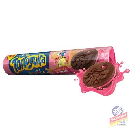 BISC TORTUGUITA RECHEADO MORANGO 86G