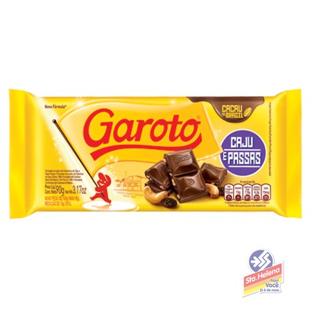 CHOC GAROTO CAJU E PASSAS 90G