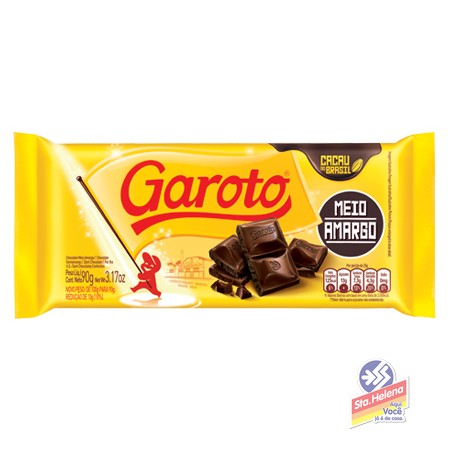 CHOC GAROTO MEIO AMARGO 90G