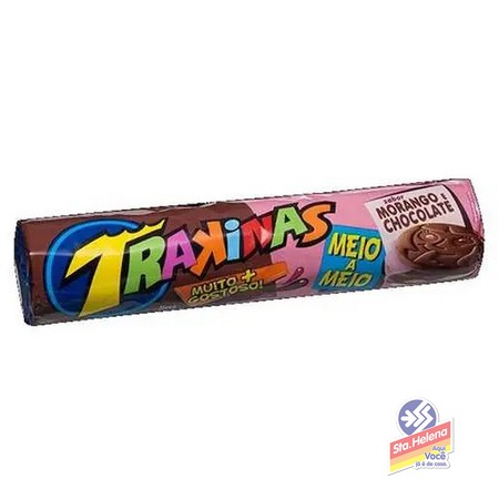 BISC TRAKINAS 1 2 CHOC MORANGO 126G