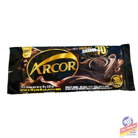 CHOC ARCOR AMARGO 70  80G