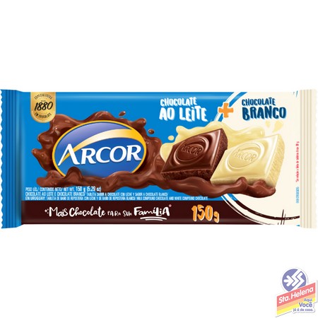 CHOC ARCOR AO LEITE E BRANCO 150G