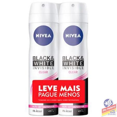 DESOD NIVEA BLACK WH AER 2X150ML LV PG