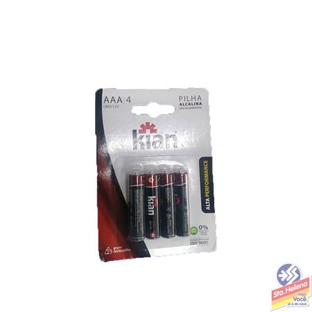 PILHA KIAN ALCALINA  AAA PEQ C 4UND