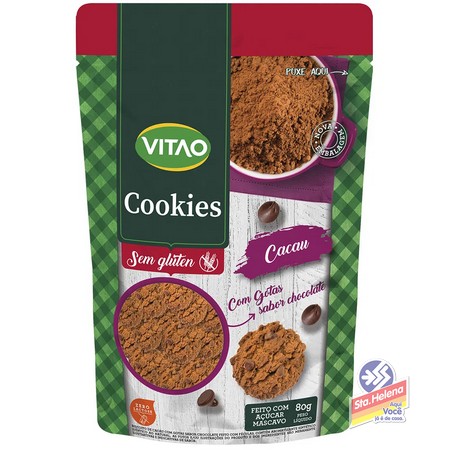 COOKIES VITAO S GLUTEN CACAU C GOTAS 80G