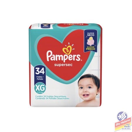 FRALDA PAMPERS SUPERSEC MEGA XG C 34UND